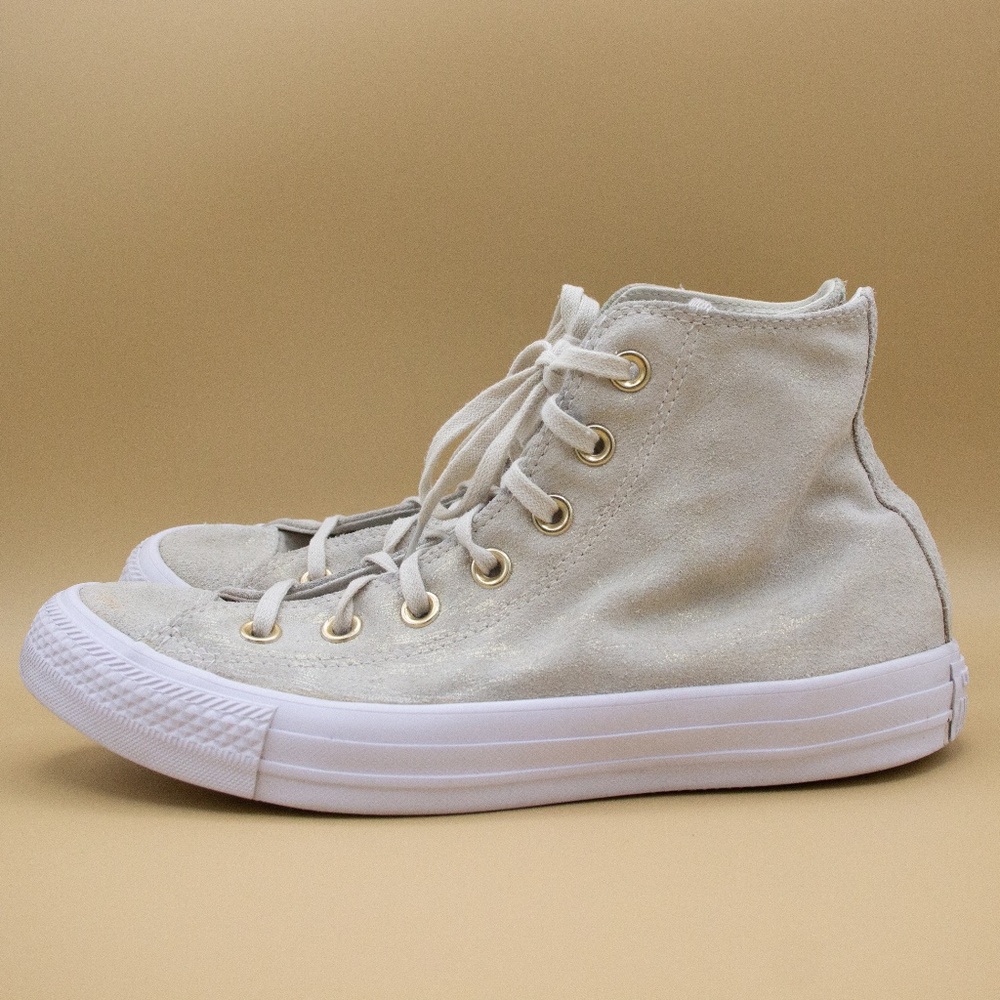 Converse Chuck Taylor All Star High top Suede White Gold Shoes Women's Size 8